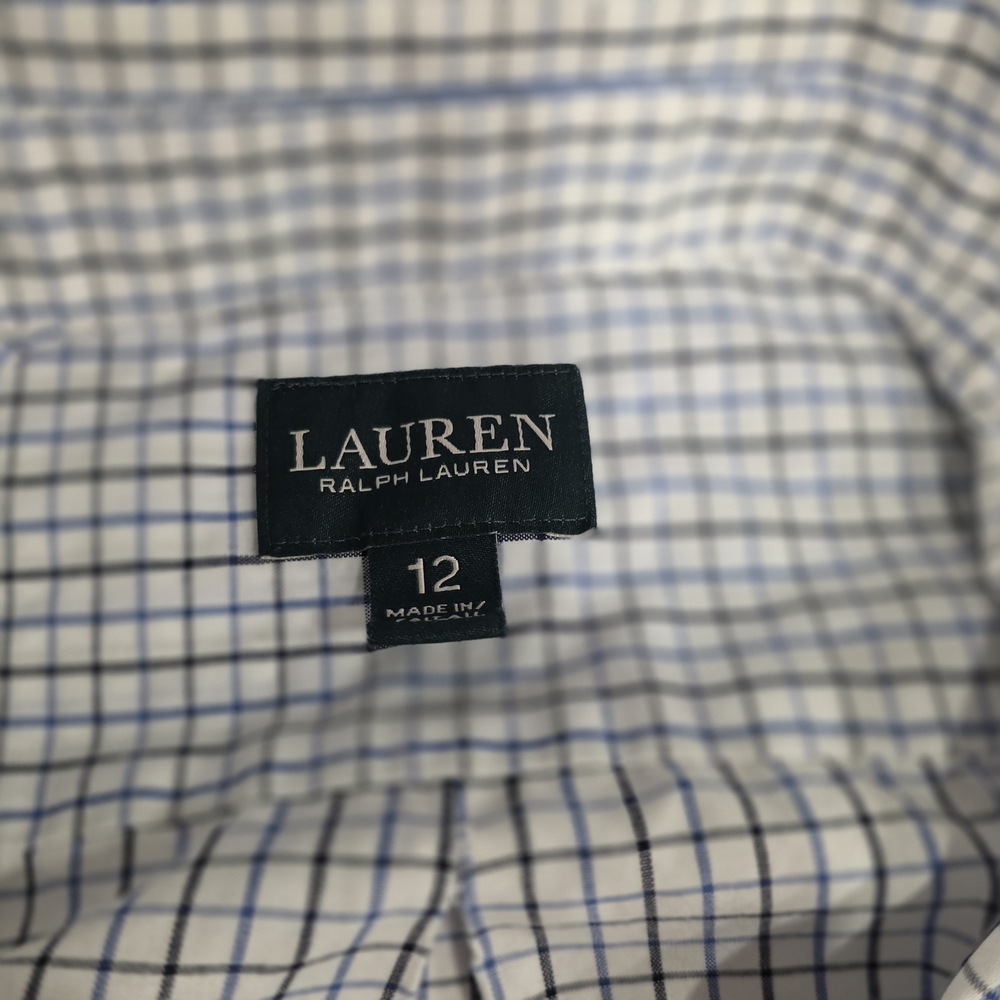 Lauren Ralph Lauren Kids Button-Up Shirt Blue Check Dress Shirt Size 12 - Picture 10 of 16